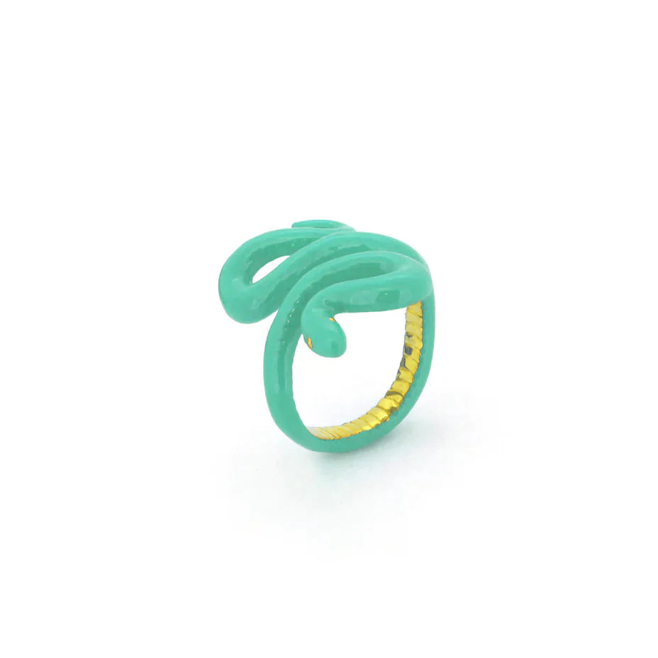 'S' Green Candied Snake Ring Jewellery Good After Nine TH 