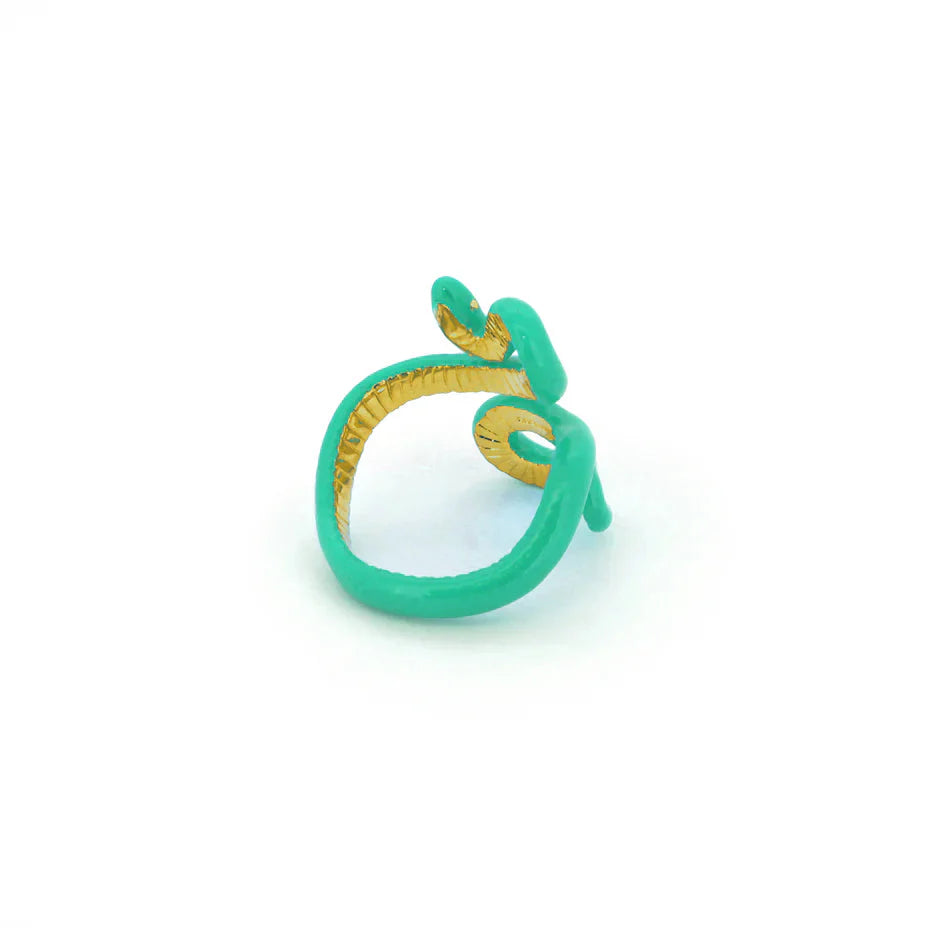 'S' Green Candied Snake Ring Jewellery Good After Nine TH 