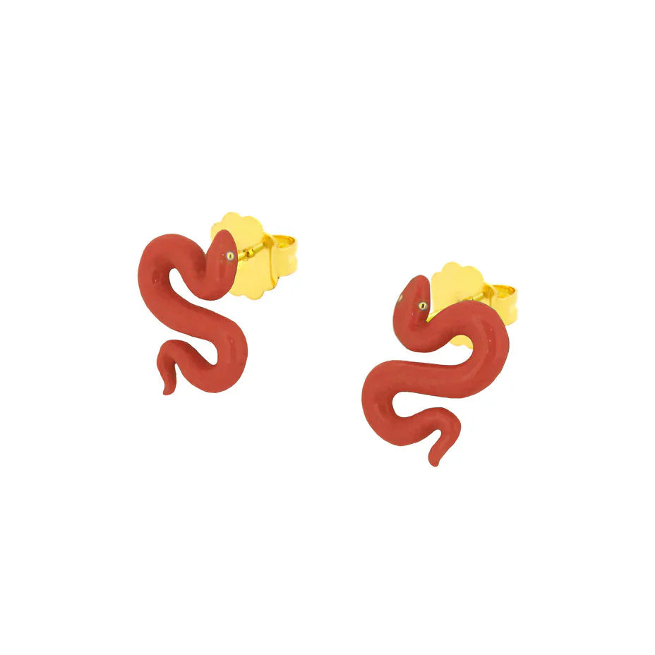 'S' Red Candied Snake Earrings Jewellery Good After Nine TH 