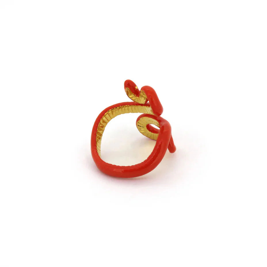 'S' Red Candied Snake Ring Jewellery Good After Nine TH 