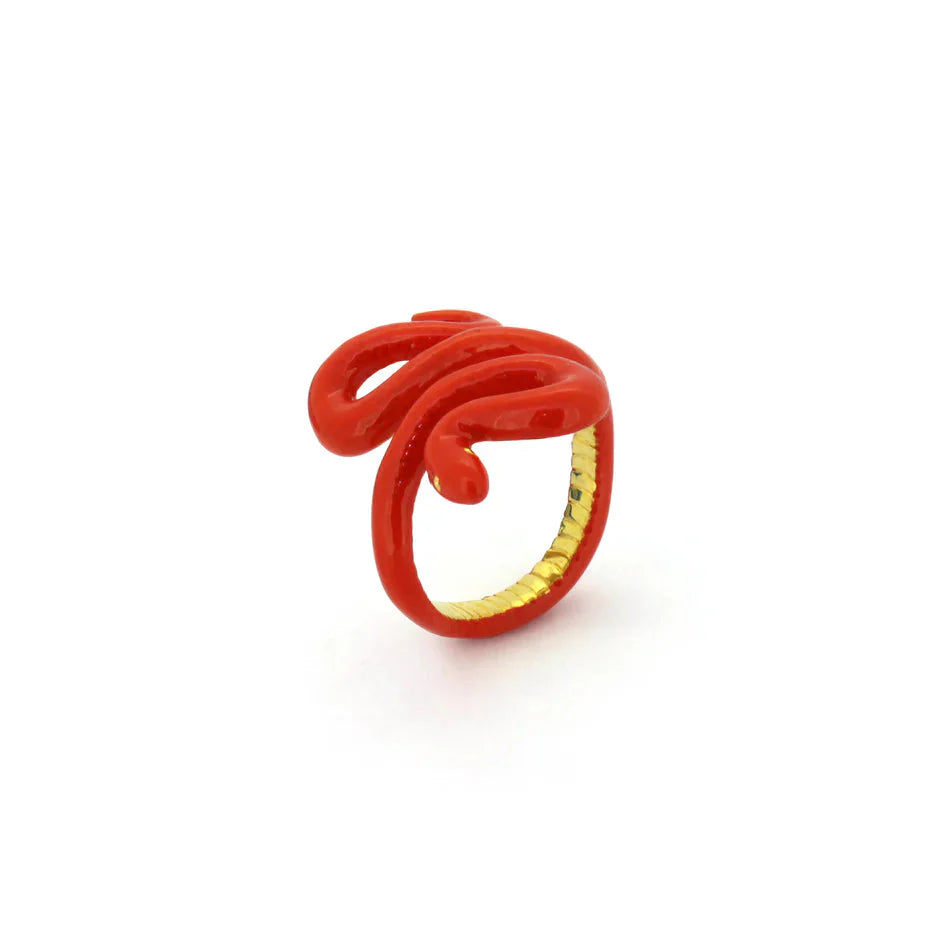 'S' Red Candied Snake Ring Jewellery Good After Nine TH 